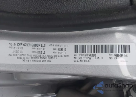 2015 Chrysler 200 Limited z USA, uszkodzony, nr VIN 1C3CCCAB9FN619279